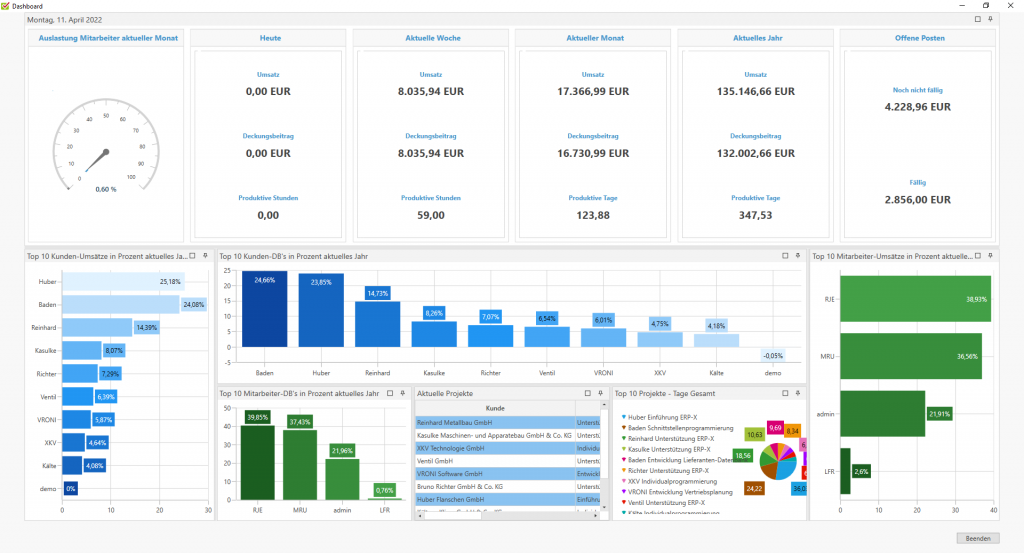 Projektmanagement-Tools: Dashboard in CAMACproject